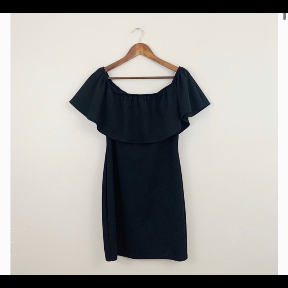 Woman’s Black Ruffle Off Shoulder mini Dress